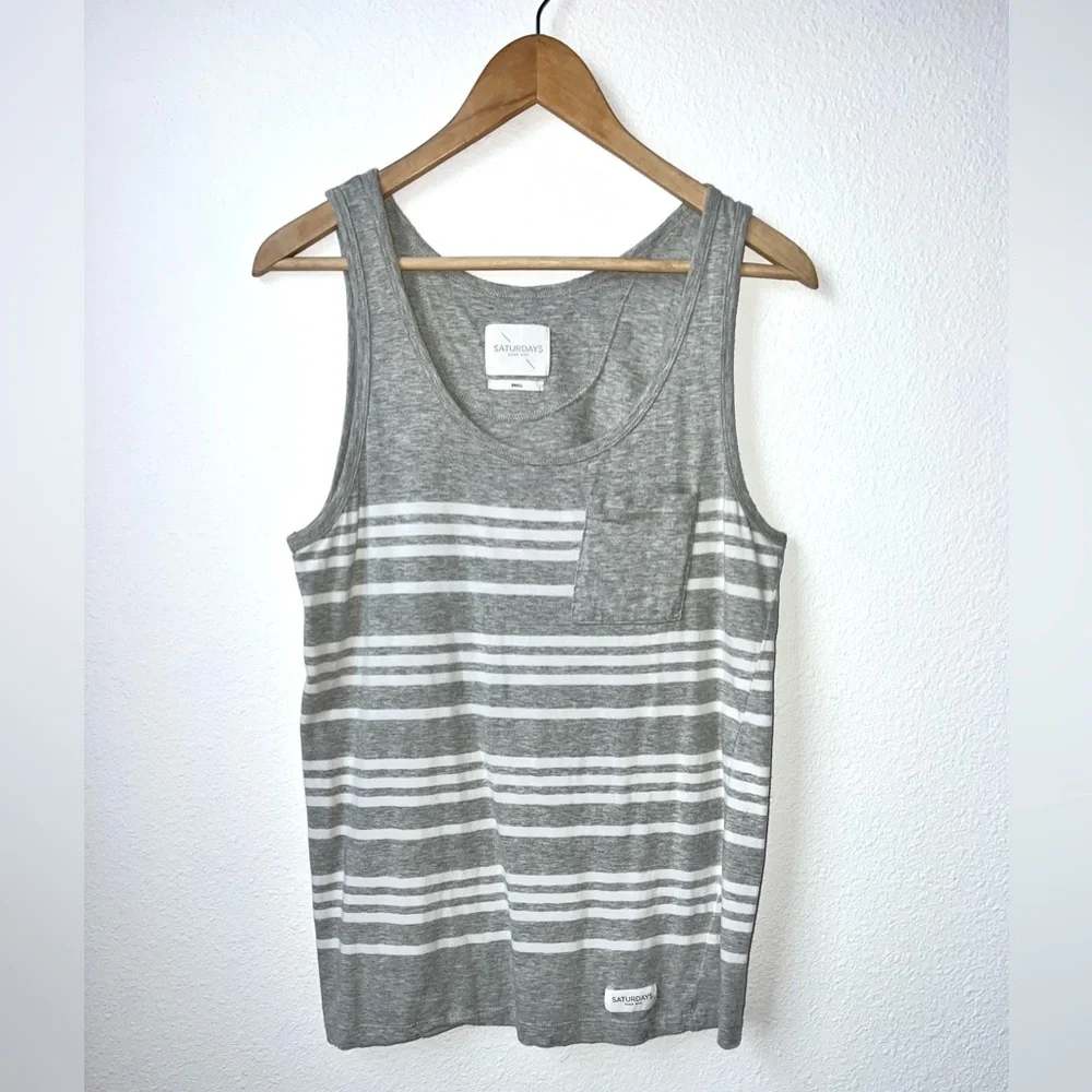 Saturdays New York City Stripe Gray‎ Man's Tee Small
